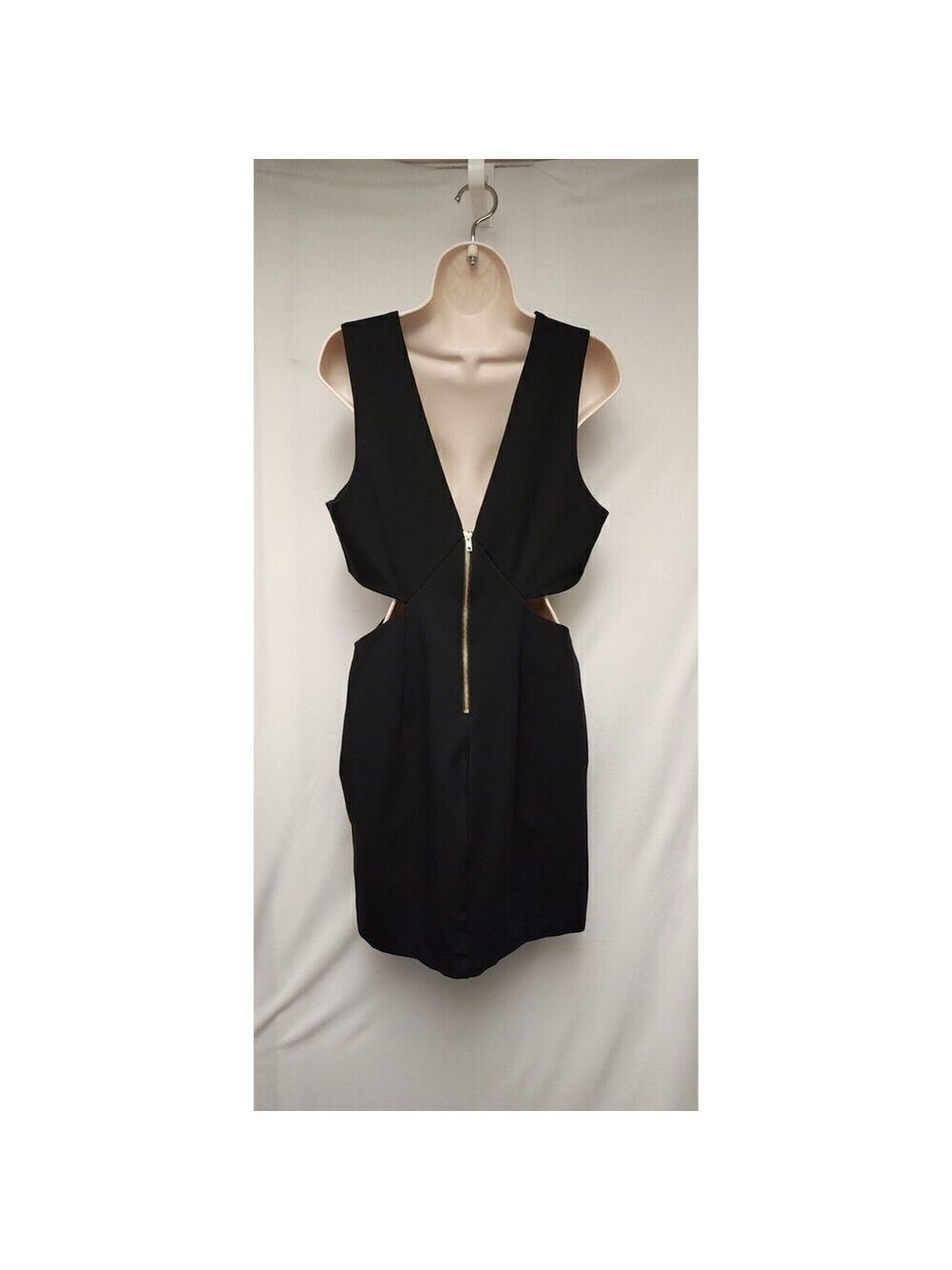 GB Black Bodycon Dress With V-Neck and Cut Out Sides Size XL Front Slit Juniors - Picture 4 of 6